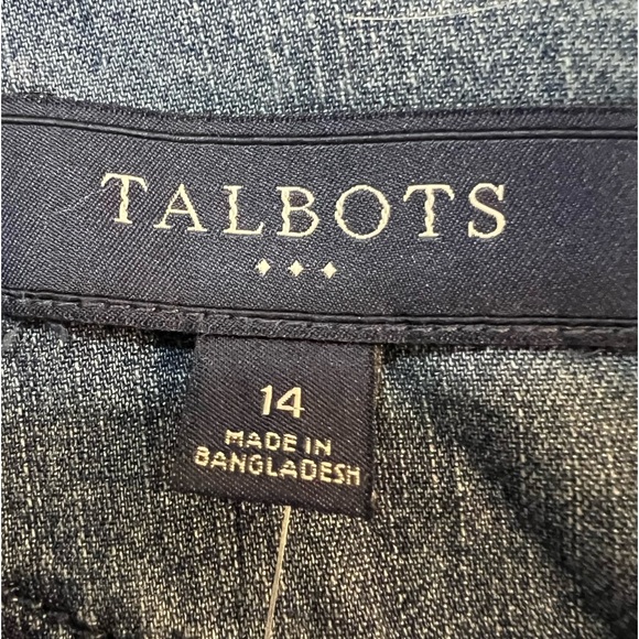 Talbots Denim Blue Chambray Split Neck Tie Cuffs 100% Cotton Dress. Size 14. NWT - Picture 2 of 9